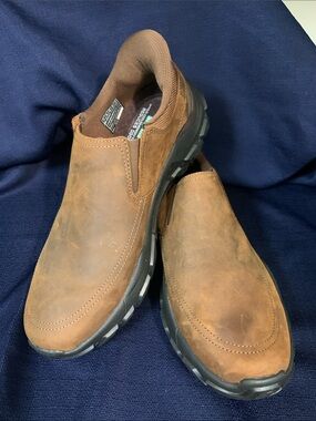 Skechers Men's Brown Slip-On Work Loafers